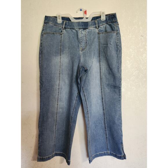 Isaac Mizrahi Live! Capri Jeans Pull-On Elastic Waist sz 16 Wide-Leg - Picture 1 of 9